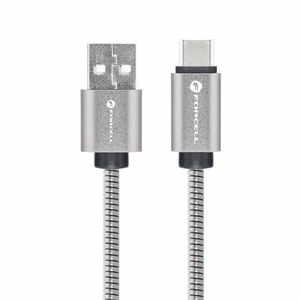 FORCELL F-ENERGY Metal C234 kabelis USB-A uz Type-C QC3.0 66W 1 m sudrabains