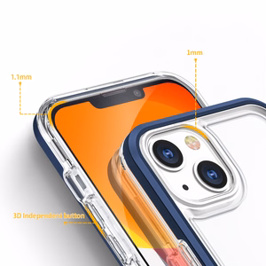 Прозрачный чехол 3in1 для iPhone 13 mini гелевый с рамкой синий
