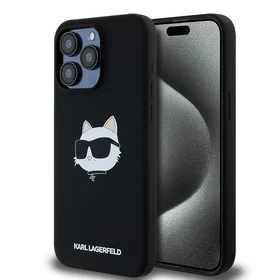 Karl Lagerfeld silikona Choupette Head magnētiskais viedtālruņa apvalks iPhone 15 Pro - melns