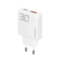 GaN Dudao A30EU 30W USB-A / USB-C sienas lādētājs - balts
