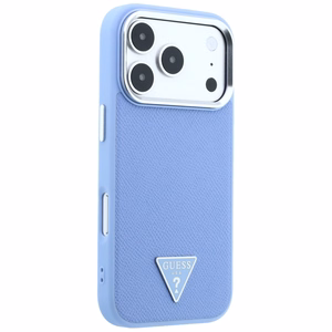 Guess Grained Triangle Logo vāciņš modelim iPhone 18 Pro / 17 Pro, saderīgs ar MagSafe – zils