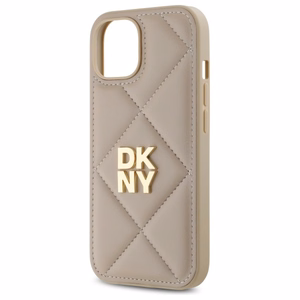 DKNY Quilted Stack Logo viedtālruņa apvalks iPhone 15 - bēšs