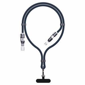 Dudao L20Max 65W 4-in-1 zils kabelis ar siksniņu USB-C uz USB-C ar Lightning un USB-A adapteriem