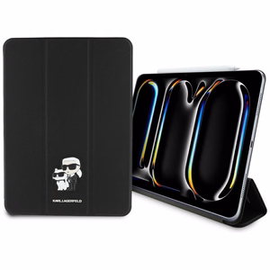 Karl Lagerfeld Saffiano Magnetic Karl & Choupette iPad Pro 11" 2024 Book Cover Case - Black
