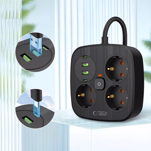 Tech-Protect PCS3X4 pagarinātājs, 3 ligzdas, 2xUSB-A, 2xUSB-C 200 cm - melns