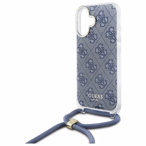 Guess Crossbody Cord 4G Print viedtālruņa apvalks ar siksniņu iPhone 16 - zils
