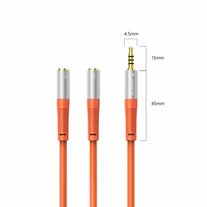 Orico AX2-10 audio cable 3.5mm minijack splitter for headphones and microphone 1m cable - orange