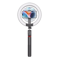 Blavec Selfie gredzena lampa Aluminium Aura LED RGB gredzens P-50 25cm statīvs + tālvadības pults + 2,3 metri (RLP50-TRB23) melna