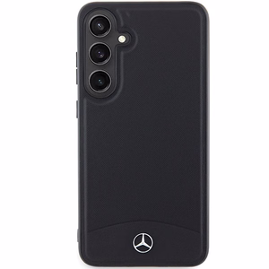 Mercedes ādas Textured & Plain magnētiskais viedtālruņa apvalks Samsung Galaxy S24+ - melns