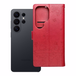 Atvēramais maciņš priekš Samsung A27 Mezzo Book kaķi sarkans