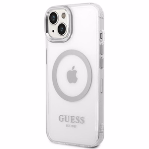Guess GUHMP14MHTRMS iPhone 14 Plus 6.7" sudrabains/sudrabains cietais apvalks Metāla kontūra Magnētiskais