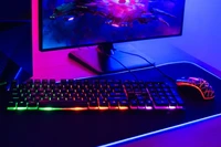 ART komplekts vadu tastatūra USB A QWERTY ar gaismu + vadu pele USB A ar gaismu AK-50 melna