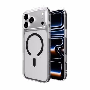Puro Lite Mag TPU+PC viedtālruņa apvalks saderīgs ar MagSafe iPhone 17 Pro Max - caurspīdīgs ar melnu gredzenu