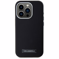 Karl Lagerfeld FW Metal Plate Magnētiskais iPhone 15 Pro viedtālruņa apvalks - melns