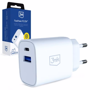 3mk FlowPower 25W 1A1C PD QC4+ sienas lādētājs - balts