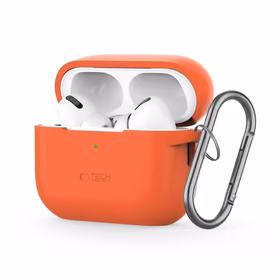 Tech-Protect silikona apvalks ar āķi Apple AirPods Pro 1 / 2 - oranžs