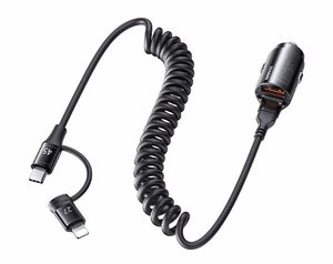 CAR CHARGER REMAX RUICHY SERIES 45 RCC356 + LIGHTNING/USB-C CABLE BLACK