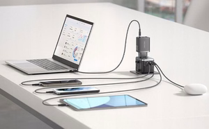 Vention FJFB0 GaN 2xUSB-C 2xUSB-A universālais ceļojumu adapteris 65W (melns)
