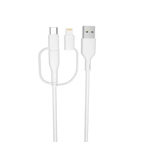 Forever pārstrādājams kabelis 3in1 1,5m 2,4A USB-A -USB-C+ microUSB + Lightning KR3W1-00 balts
