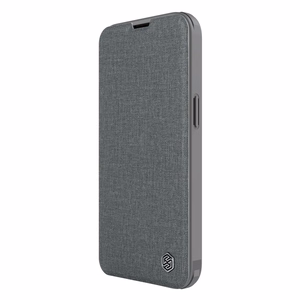 Nillkin Qin auduma apvalks iPhone 14 Plus ar kameras vāciņu un maciņu pelēks