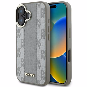 DKNY Rūtainais raksts magnētiskais iPhone 16 viedtālruņa apvalks - bēšs