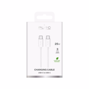 Puro TPE 25W USB-C - USB-C 3m kabelis - balts