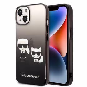 Karl Lagerfeld KLHCP14STGKCK iPhone 14 6,1 "cietais apvalks melns / melns Gradients Ikonik Karls & Choupette