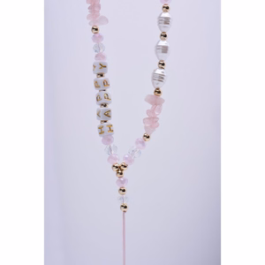 HAPPY tālruņa siksniņa, piekariņš / auklas garums 44 cm (22 cm cilpā) / uz rokas – gaiši rozā