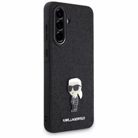 Karl Lagerfeld fiksēts mirdzošs Ikonik logotipa metāla piespraudes viedtālruņa apvalks Samsung Galaxy A56 - melns