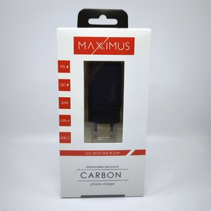 Sienas lādētājs MX CARBON 30W PD+QC USB-A+C melns