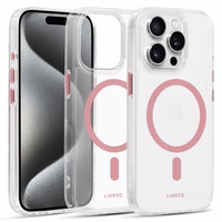 Liavec Spīdīgs Magnētiskais Caurspīdīgs viedtālruņa apvalks Iphone 15 Pro rozā