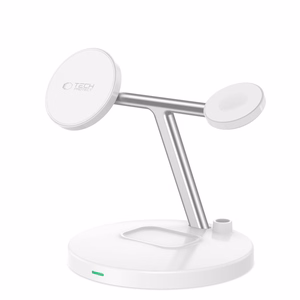 Tech-Protect QI15W-A35 3 vienā indukcijas lādētājs ar MagSafe tālrunim / AirPods / Apple Watch - balts