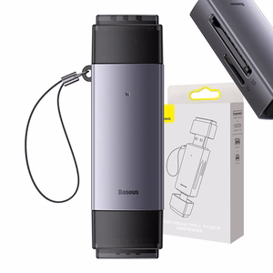 Baseus Lite Series SD/TF atmiņas karšu lasītājs, USB + USB-C (pelēks)