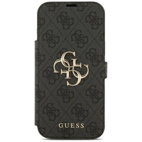 Guess Book 4G Metal Logo viedtālruņa apvalks iPhone 17 Pro Max - melns