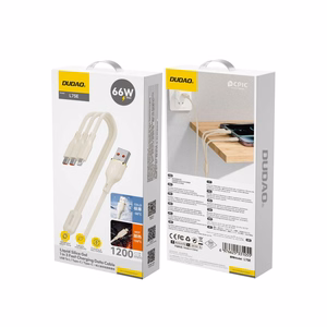 Dudao L7SE 3in1 USB-A - 2x USB-C / Lightning 66W Cable 1.2m - beige