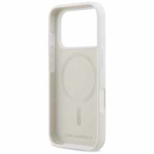 KARL LAGERFELD viedtālruņa apvalks IPHONE 17 Pro saderīgs ar Magnētisko KLHMP17LSKIGROH (Silicone W/ KL Sketch & Logo) balts