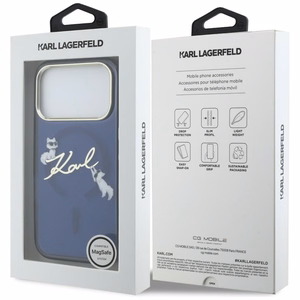 Karl Lagerfeld IML Choupettes Karl Script Logo MagSafe Maciņš for iPhone 17 Pro Max - zils