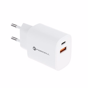 FORCELL F-ENERGY TFK-TC-30WPD ceļojuma lādētājs Type C + USB A PD QC4.0 3A 30W balts