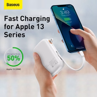 Baseus portatīvais lādētājs 20000mAh Qpow Pro - USB + Type C - PD 20W ar Lightning kabeli (PPQD060202) balta