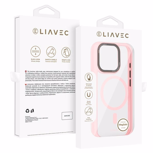 Liavec Hybrid Magsafe Skaidrs viedtālruņa apvalks Iphone 16 Pro gaiši rozā