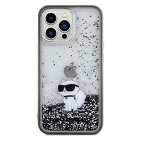 Karl Lagerfeld Liquid Glitter Choupette viedtālruņa apvalks iPhone 13 Pro Max - caurspīdīgs