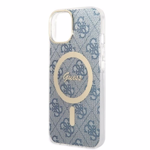 Komplekts Guess GUBPP14MH4EACSB apvalks + lādētājs iPhone 14 Plus 6.7" zils/zils cietais apvalks 4G Print Magnētiskais