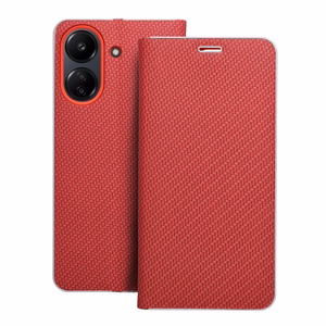 LUNA Book Carbon viedtālruņa apvalks Xiaomi Redmi 13C / POCO C65 sarkans