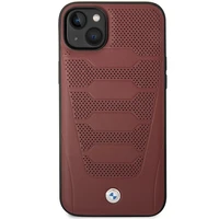 Viedtālruņa apvalks BMW BMHCP14S22RPSR iPhone 14 6.1" bordo/bordo ādas sēdekļu raksts
