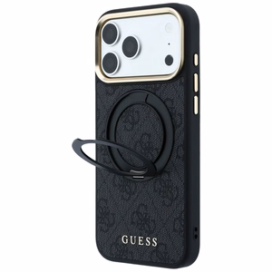 Guess Ring Stand 360 4G Classic Logo MagSafe maciņš, paredzēts iPhone 17 Pro / 18 Pro, melns