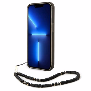 Guess caurspīdīgs pērļu siksniņas viedtālruņa apvalks iPhone 14 Pro - melns