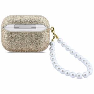 Guess Glitter Pearl Siksniņa Maciņš for AirPods Pro 3 - zelta