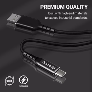 Crong Armor Link USB-C–USB-C kabelis, 120 cm, 100 W PD, 5 A, melns