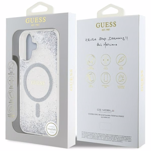 Guess HC sveķu apakšas spīdums MagSafe apvalks iPhone 16 - sudraba