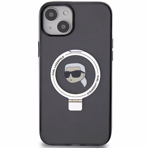 Karl Lagerfeld gredzena statīva Karl Head MagSafe viedtālruņa apvalks iPhone 15 Plus / 14 Plus - melns